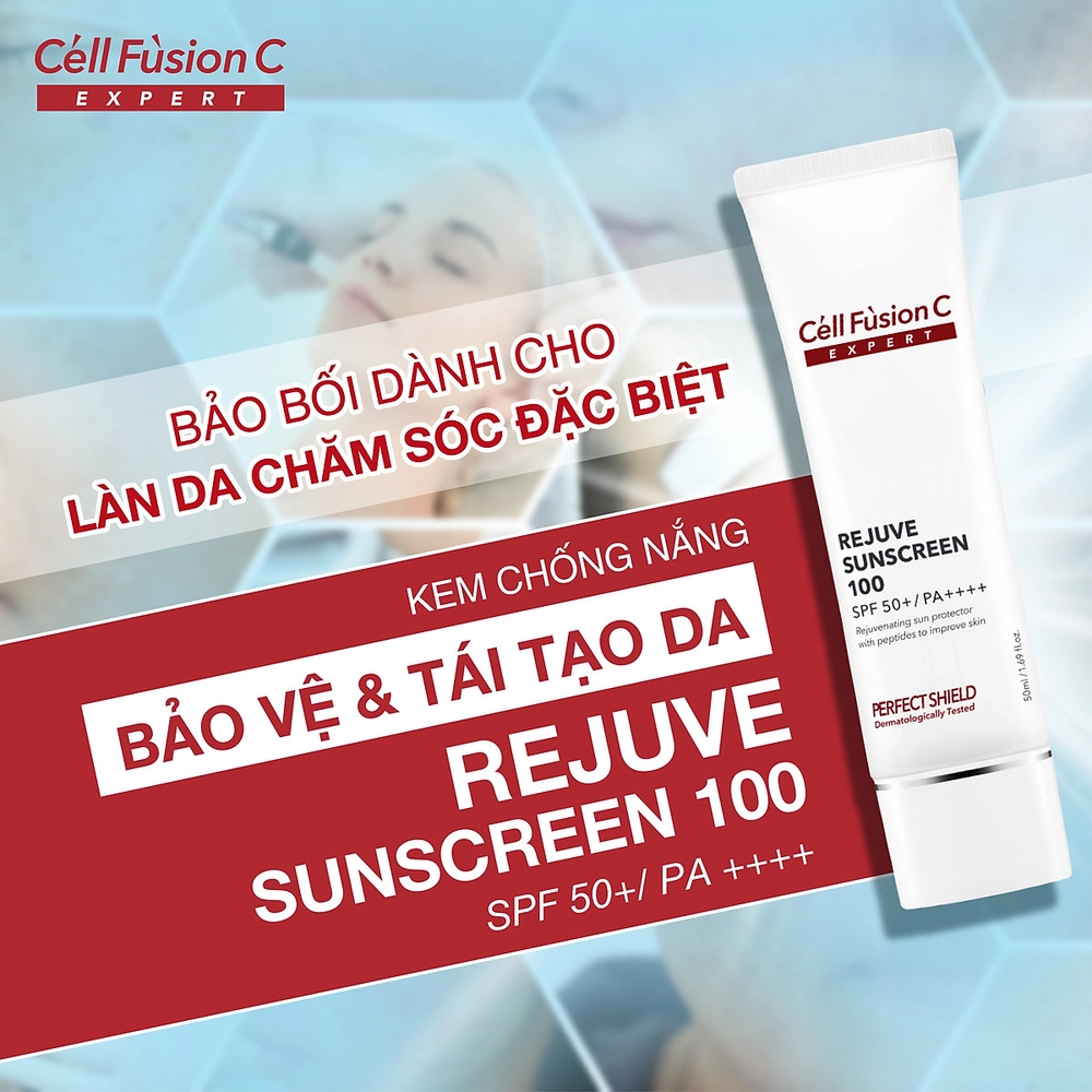 Cell Fusion C Expert – Kem chống nắng bảo vệ, tái tạo da Rejuve Sunscreen 100 SPF50 - Bảo bối cho làn da chăm sóc đặc biệt