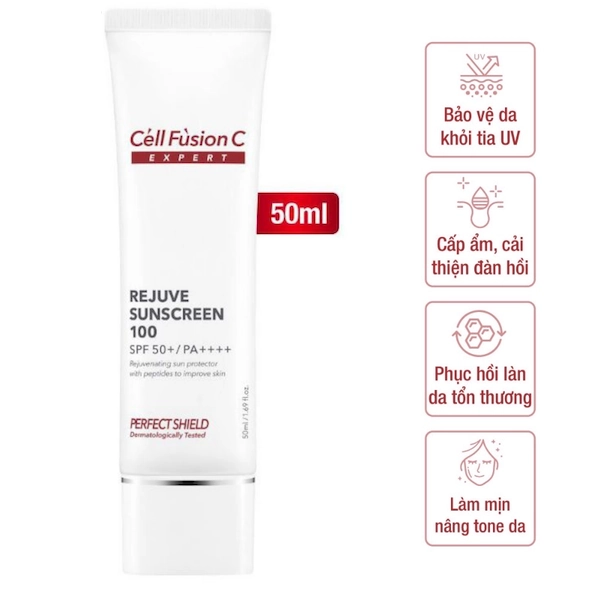 Cell Fusion C Expert – Kem chống nắng bảo vệ, tái tạo da Rejuve Sunscreen 100 SPF50+, PA++++ - Droppii Shops