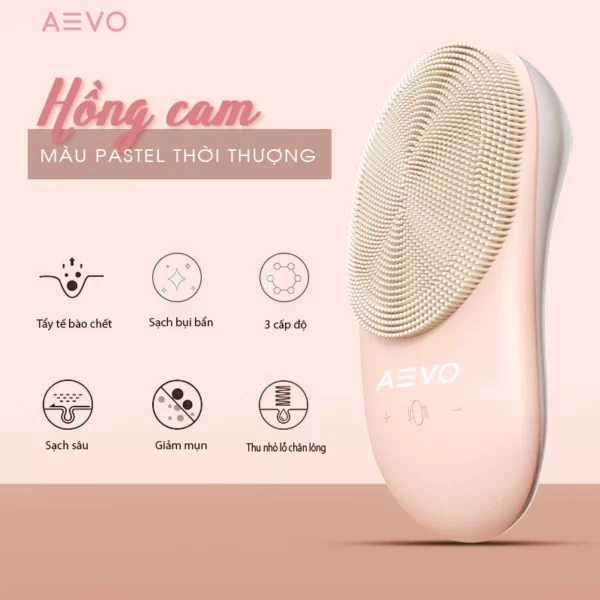 Máy rửa mặt AEVO Clean and Fresh Plus màu hồng cam Pastel thời thượng - Droppii Shops