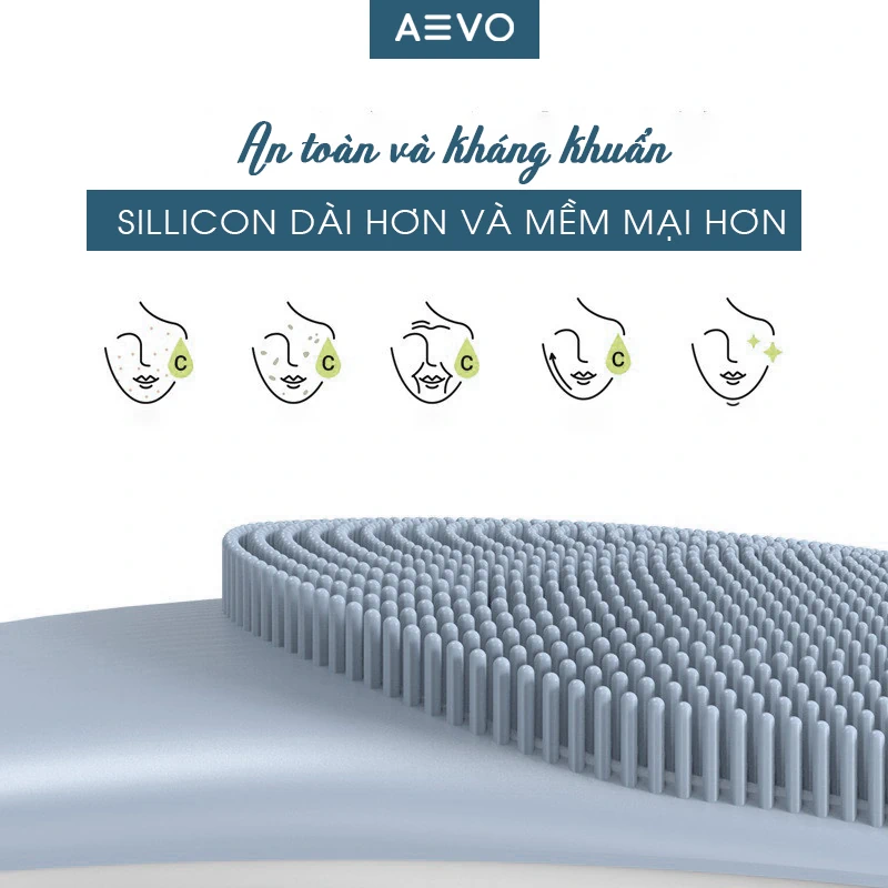 Máy rửa mặt AEVO Clean and Fresh Plus silicone dài và mềm hơn, an toàn và kháng khuẩn - Droppii Shops
