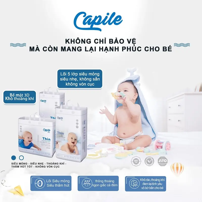 Tã sơ sinh/Tã dán/Tã giấy/Tã quần trẻ em - khuyến mãi Capile chính hãng giá tốt - NCC TBW - Droppii Shops