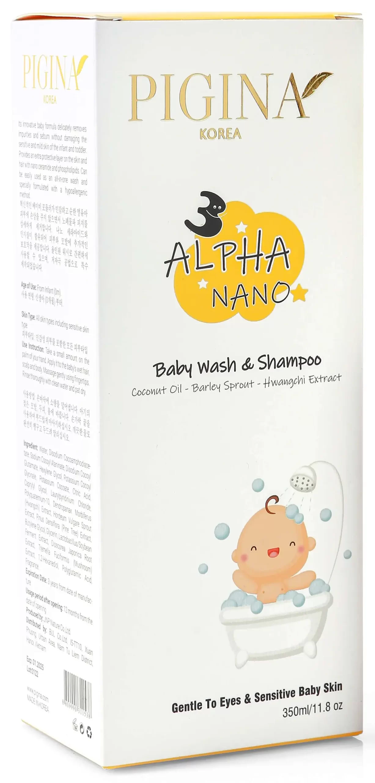 Thành phần Sữa tắm gội cho bé Pigina Baby Wash & Shampoo 350ml chính hãng giá tốt - DroppiiShops