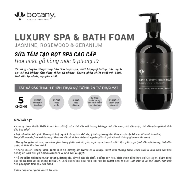 Sữa tắm tạo bọt SPA cao cấp Luxury SPA & Bath Foam - Botany Aromatherapy - Sữa tắm tạo bọt Spa cao cấp